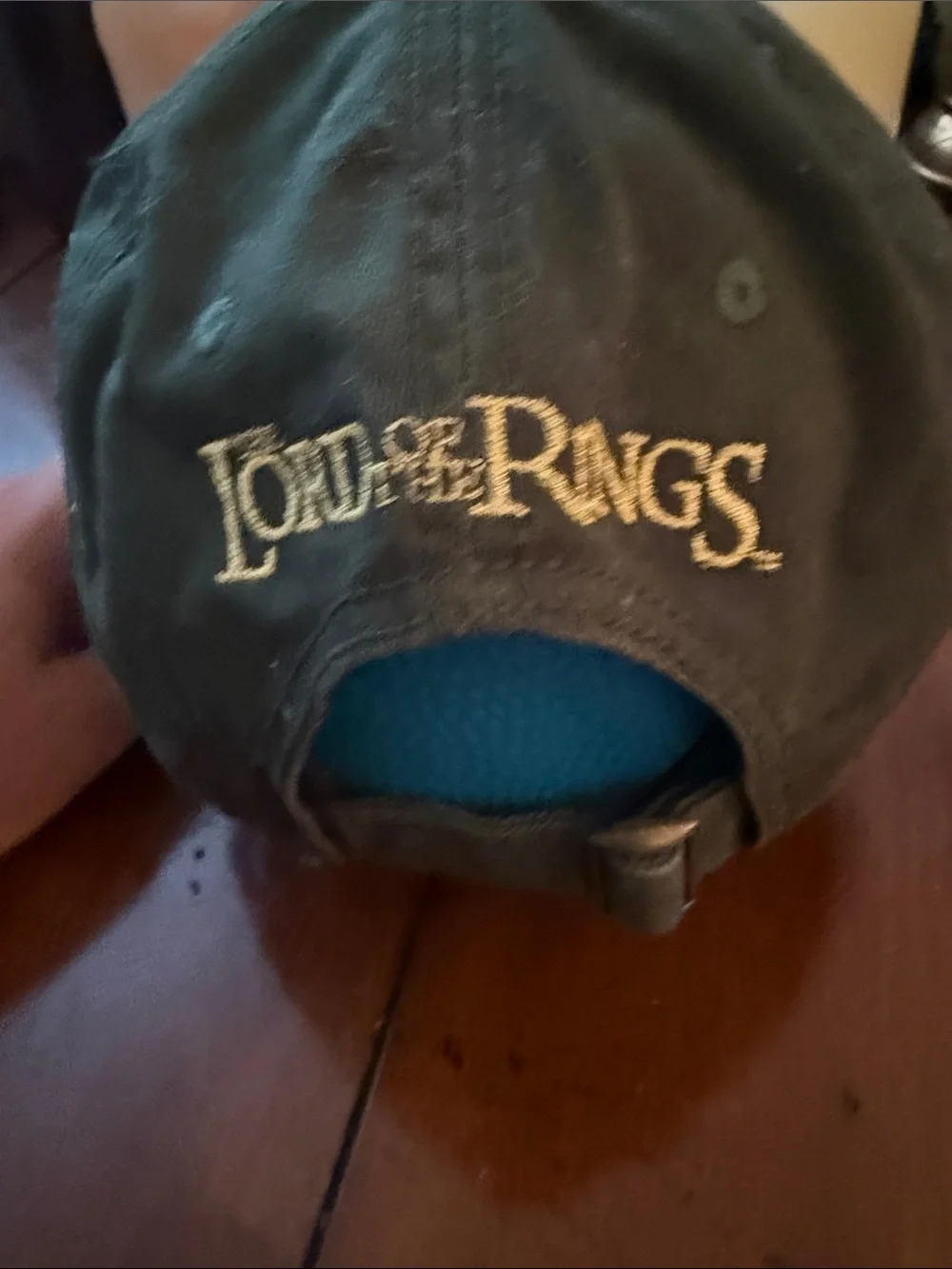 Dark Green Baseball Cap with Gold Script Ring